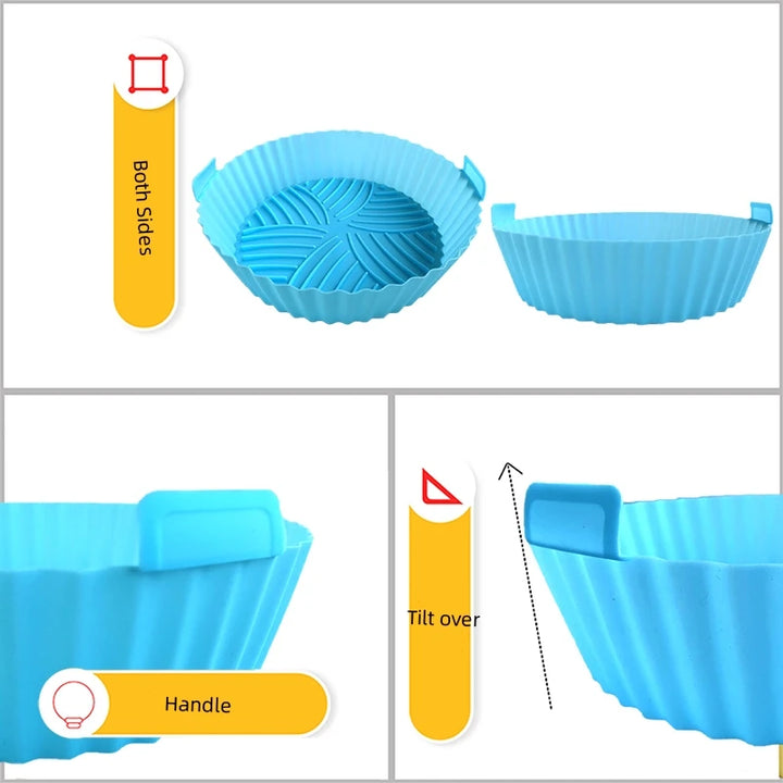 DIY Silicone Pot Tray Liner For Air Fryer Oven Accessories Pan Baking Mold Pastry Bakeware Kitchen Novel Shape Reusable Basket