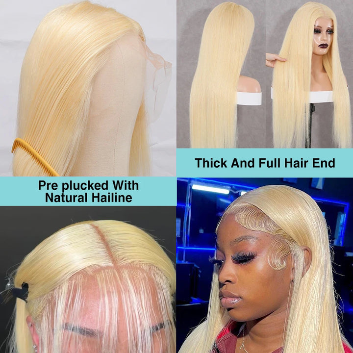 613 Honey Blonde 13x6 HD Transparent Lace Front Human Hair Wigs For Women 30 40 Inch Straight 13x4 Lace Frontal 5x5 Closure Wig