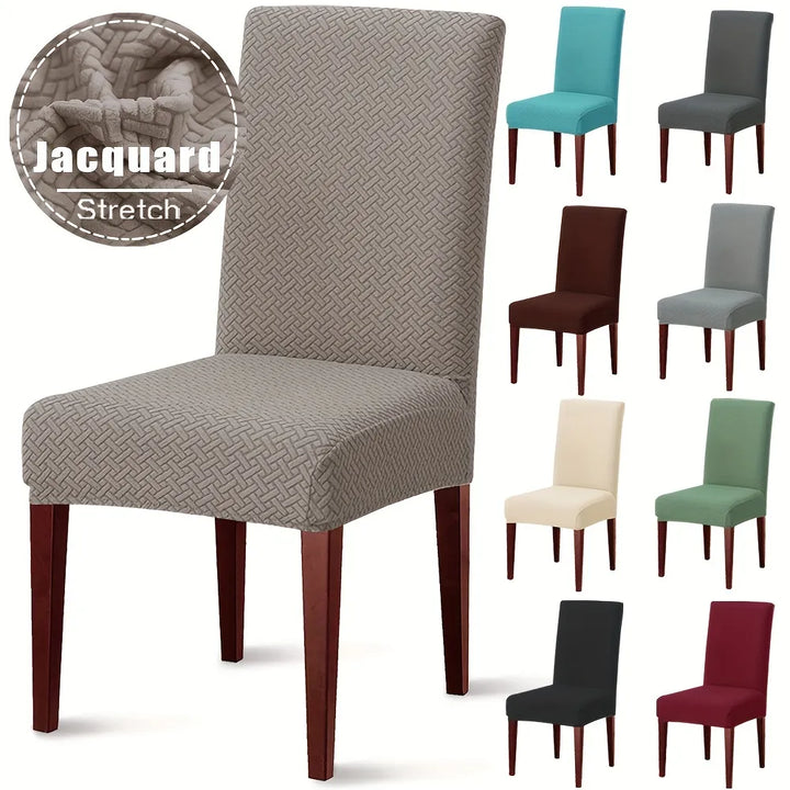 Elastic Dining Chair Cover Stretch Seat Slipcover Jacquard Spandex Protector Case for Kitchen Chair Seat Home Hotel Banquet