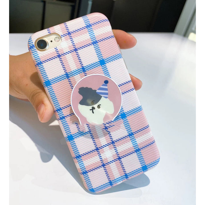 Little Lori Homemade Korean Ins Pink Phone Case Lattice