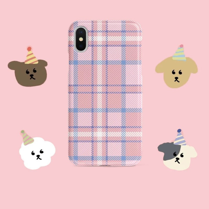 Little Lori Homemade Korean Ins Pink Phone Case Lattice