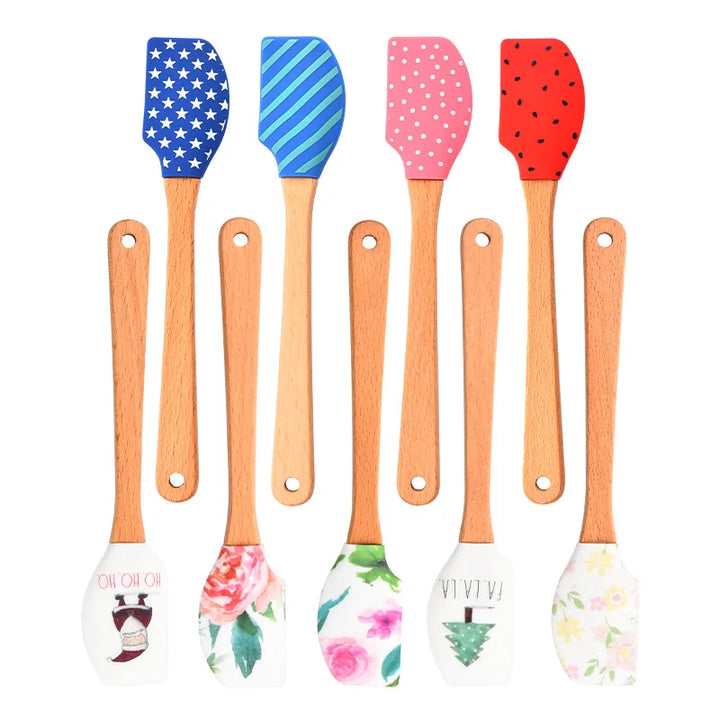 Small Wooden Handle Cake Silicone Spatula Nonstick Cream Butter Baking Scraper Kitchen Batter Mixer Chocolate Pastry Blenders