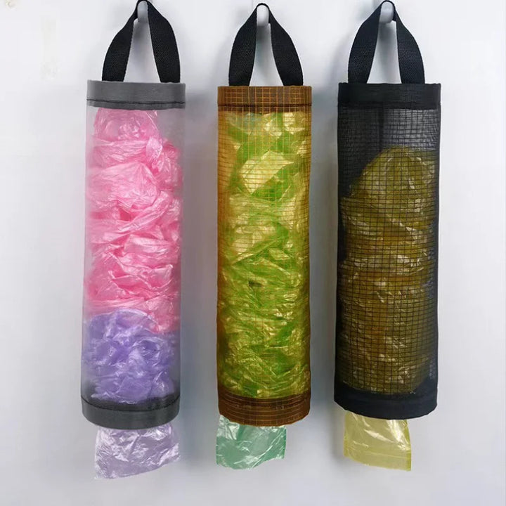 Home Grocery Bag Holder Wall Mount Plastic Bag Holder Dispenser Hanging Storage Trash Garbage Bag Kitchen Garbage Organizer