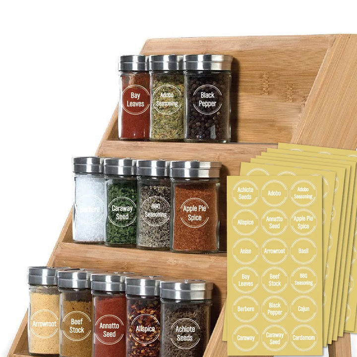 144 Printed Transparent Spice Jars BBQ Labels and Pantry Stickers Chalkboard Round Spices Waterproof Kitchen Stickers