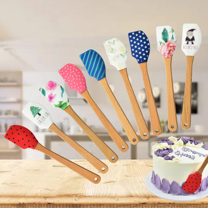 Small Wooden Handle Cake Silicone Spatula Nonstick Cream Butter Baking Scraper Kitchen Batter Mixer Chocolate Pastry Blenders