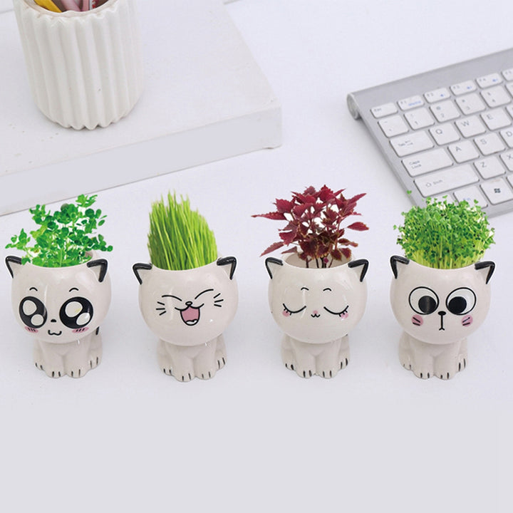 Mini Cat Shaped Ceramic Flowerpot