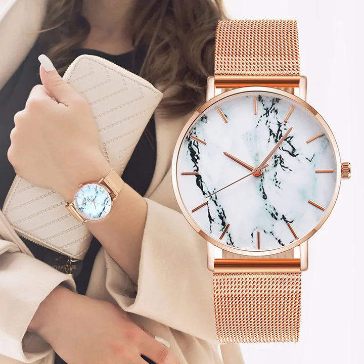 Mesh Band Marble Watch